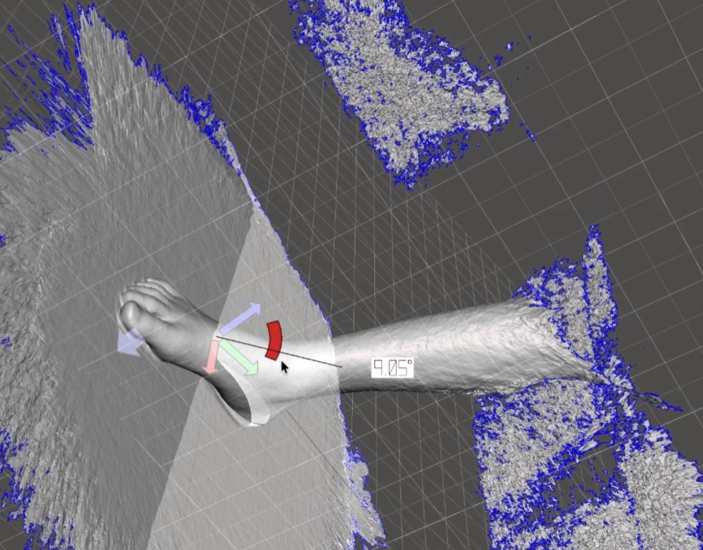 A raw 3D foot scan that still includes the floor